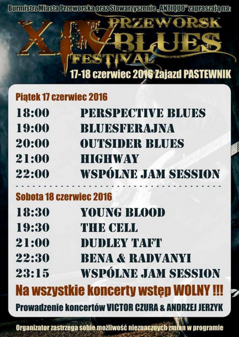 Przeworsk Blues Festival 2016 - Rozkład Jazdy