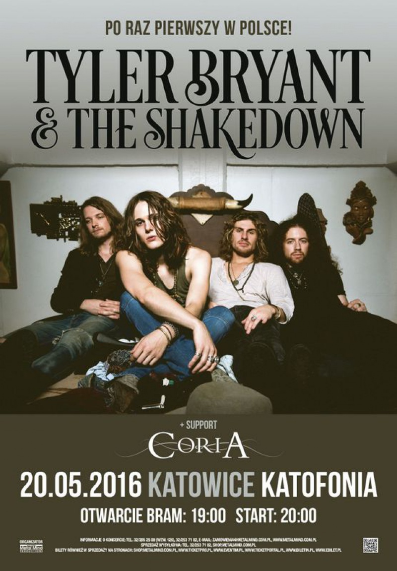 Coria otworzy jedyny polski koncert zespołu Tyler Bryant &amp; the Shakedown